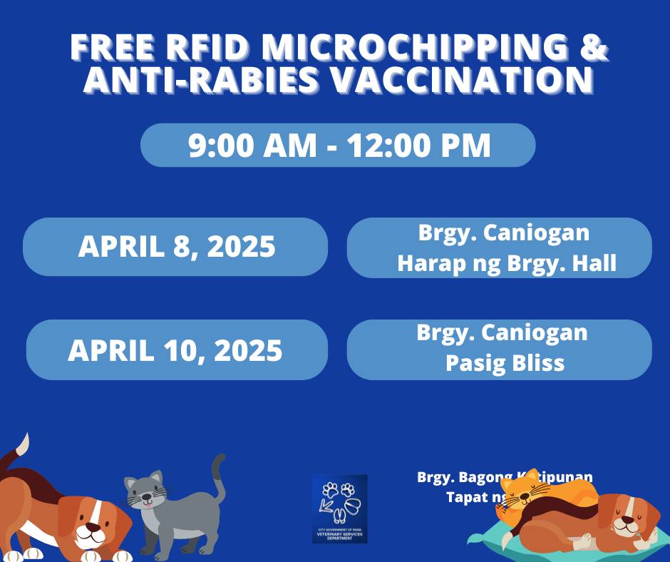 Free RFID Microchipping and Anti Rabies Vaccination (Apr. 8 & 10, 2025)